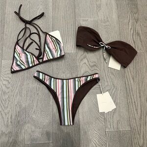 Faithfull the Brand Multicolor Striped Bikini